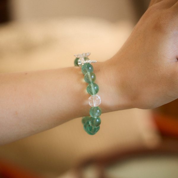 Original design green fluorite crystal bracelet, a butterfly-themed lucky bead bracelet for girls, which is niche and high-end. - Image 2