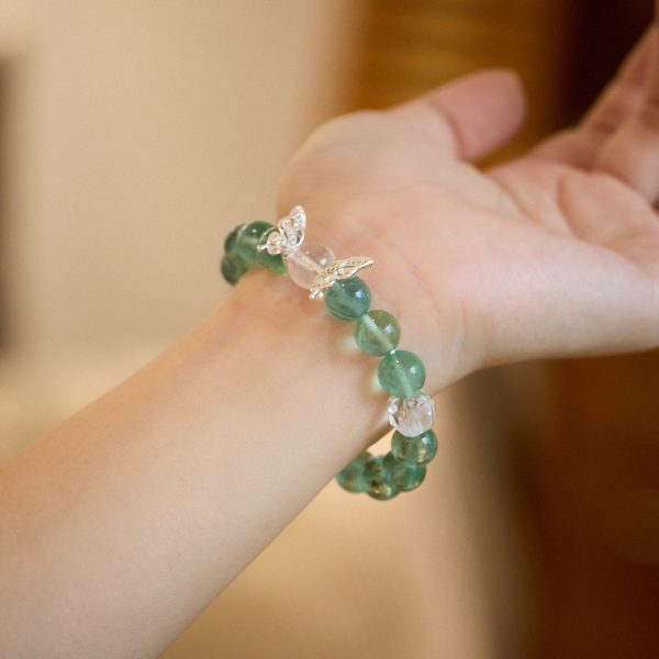 Original design green fluorite crystal bracelet, a butterfly-themed lucky bead bracelet for girls, which is niche and high-end. - Image 4