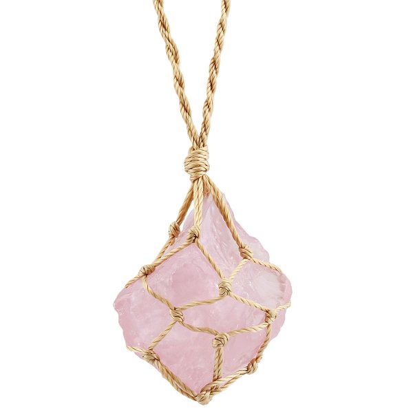 Irregular pendant necklace made from natural crystal rough stones. It features natural amethyst and rose quartz, with an adjustable hemp rope, presenting a simple and stylish look - Image 5