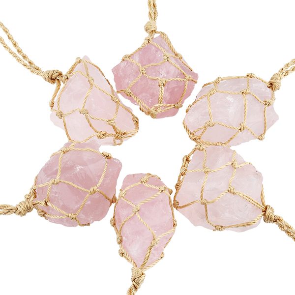 Irregular pendant necklace made from natural crystal rough stones. It features natural amethyst and rose quartz, with an adjustable hemp rope, presenting a simple and stylish look - Image 7