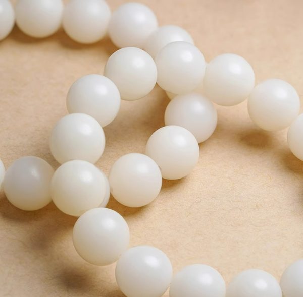 White Jade Bodhi Root Hand String - Green Colored Glass Version. - Image 4