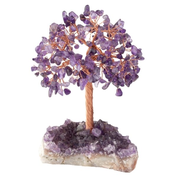 Natural amethyst flower raw ore irregular base lucky tree crystal gravel leaf fortune tree handicraft ornament - Image 2