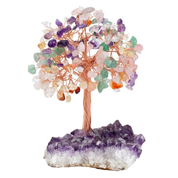 Natural amethyst flower raw ore irregular base lucky tree crystal gravel leaf fortune tree handicraft ornament - Image 3