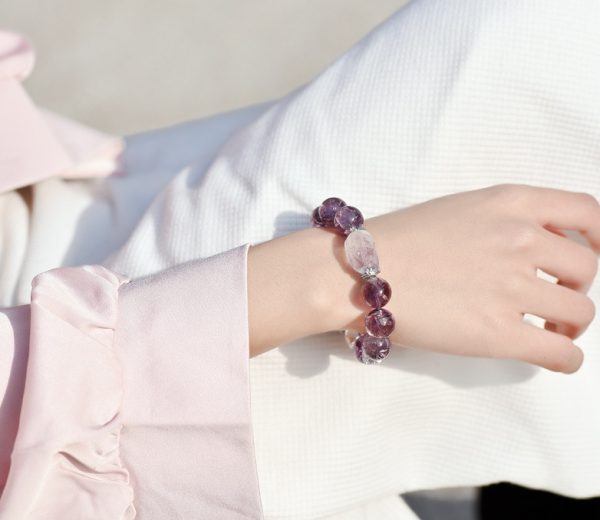 Original natural Azeztulite bracelet, a simple-designed amethyst bead bracelet, a hot-selling item for good fortune - Image 4