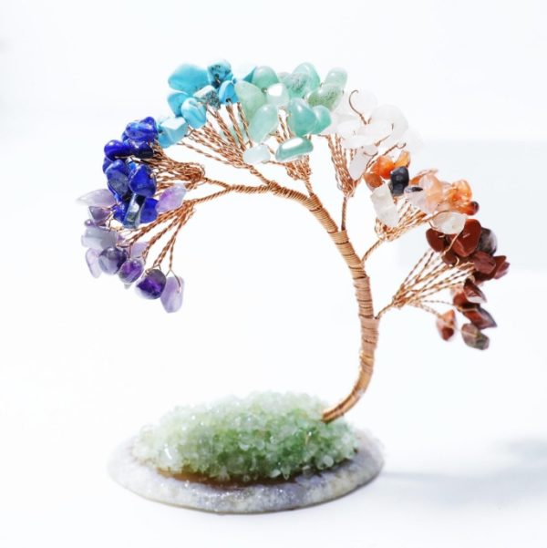 Seven-color crystal life tree ornament, crystal gravel wealth tree, tabletop decoration and creative gift