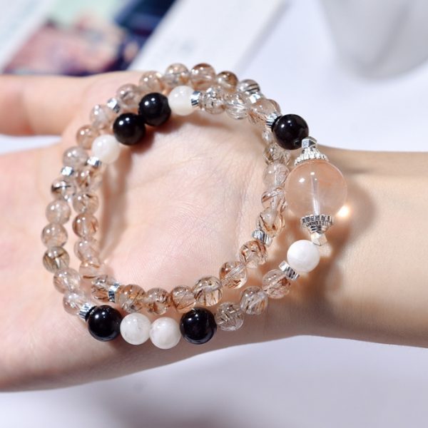 Natural black gold super crystal multi-strand bracelet, fashionable and high-end rutile quartz crystal bead bracelet, a DIY hot-selling item - Image 3
