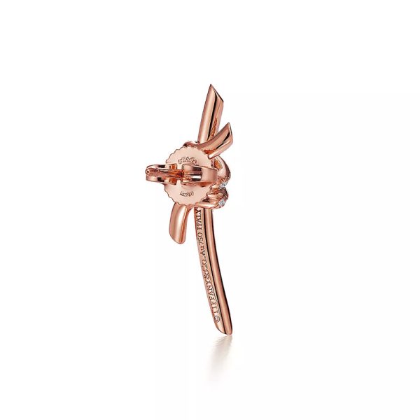 Tiffany S925 sterling silver knot-shaped rose gold-plated stud earrings inlaid with zircon stones - Image 3