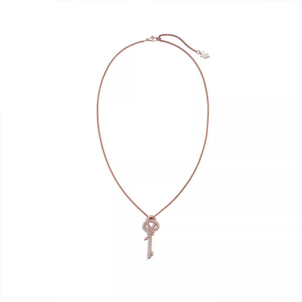 Tiffany S925 silver necklace plated with 18K gold in a knot and key design - Image 3