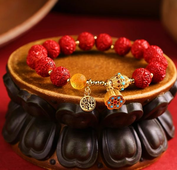 The Emperor's Cinnabar Hand String of the Potala Palace, Red Fortune Beads for Women - Image 2
