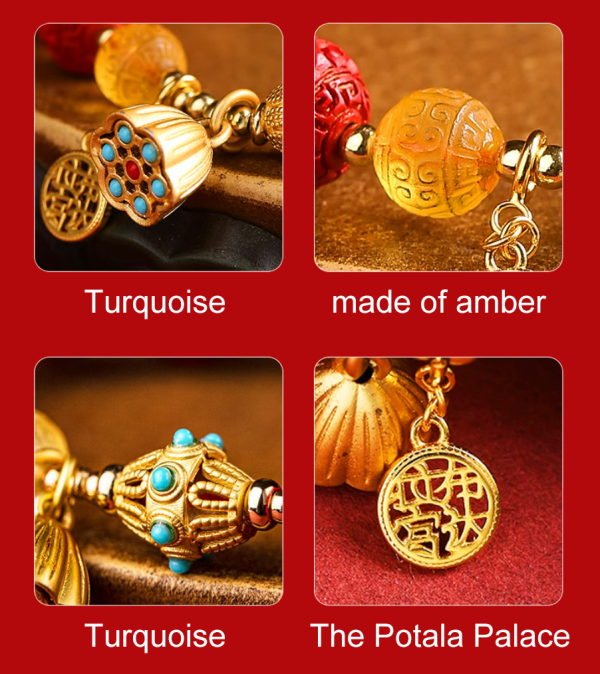 The Emperor's Cinnabar Hand String of the Potala Palace, Red Fortune Beads for Women - Image 4