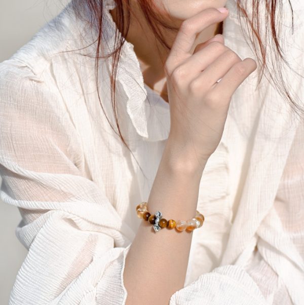 Original natural yellow Azeztulite bracelet, yellow quartz, yellow tower crystal bracelet. Internet celebrity ins style. - Image 4