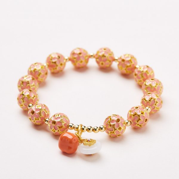 Cloisonné flower-patterned bracelet, a lucky bead bracelet symbolizing peace and happiness. It's an ideal gift and accessory for giving to your best friend. - Image 4