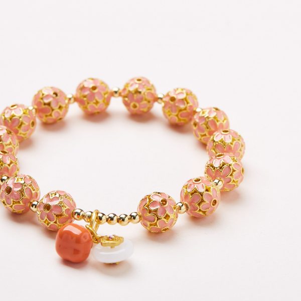 Cloisonné flower-patterned bracelet, a lucky bead bracelet symbolizing peace and happiness. It's an ideal gift and accessory for giving to your best friend. - Image 2
