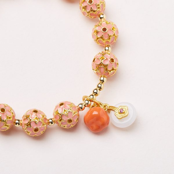 Cloisonné flower-patterned bracelet, a lucky bead bracelet symbolizing peace and happiness. It's an ideal gift and accessory for giving to your best friend. - Image 3