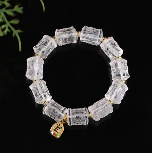The Potala Palace White Crystal Six-Character Mantra Five God of Wealth Bracelet