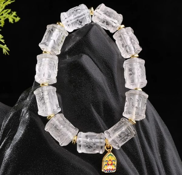 The Potala Palace White Crystal Six-Character Mantra Five God of Wealth Bracelet - Image 2