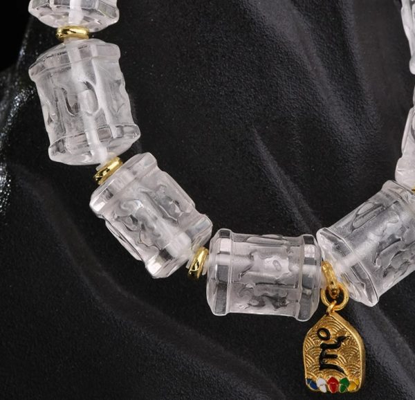 The Potala Palace White Crystal Six-Character Mantra Five God of Wealth Bracelet - Image 3