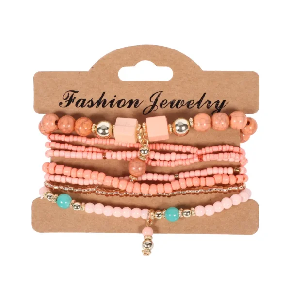 Bohemian women's bracelet, handmade beaded bracelet set with romantic elements, 8 pieces per set - Image 4