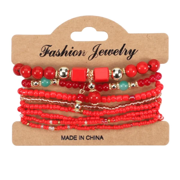Bohemian women's bracelet, handmade beaded bracelet set with romantic elements, 8 pieces per set - Image 3