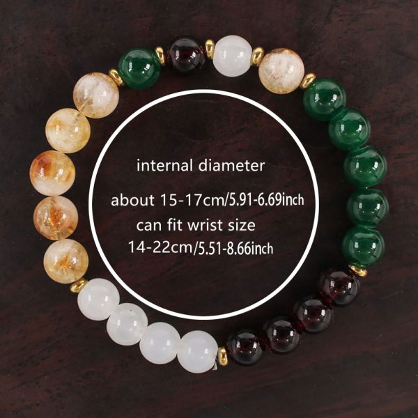 Natural stone bracelets, including garnet, green agate and white marble bracelets with 8mm beads - Image 2