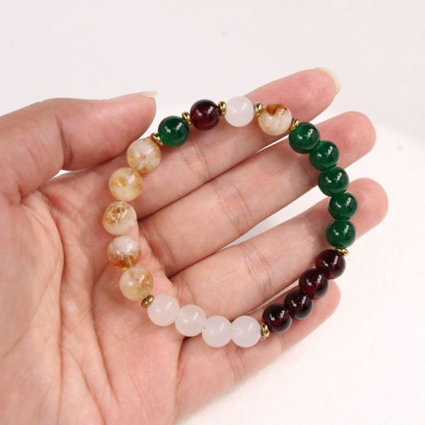 Natural stone bracelets, including garnet, green agate and white marble bracelets with 8mm beads - Image 4
