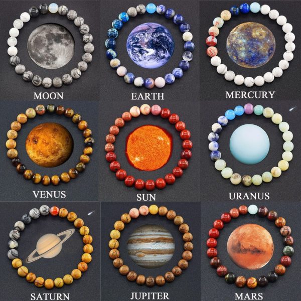 Beaded bracelets made of natural stones for the eight planets, suitable for both men and women