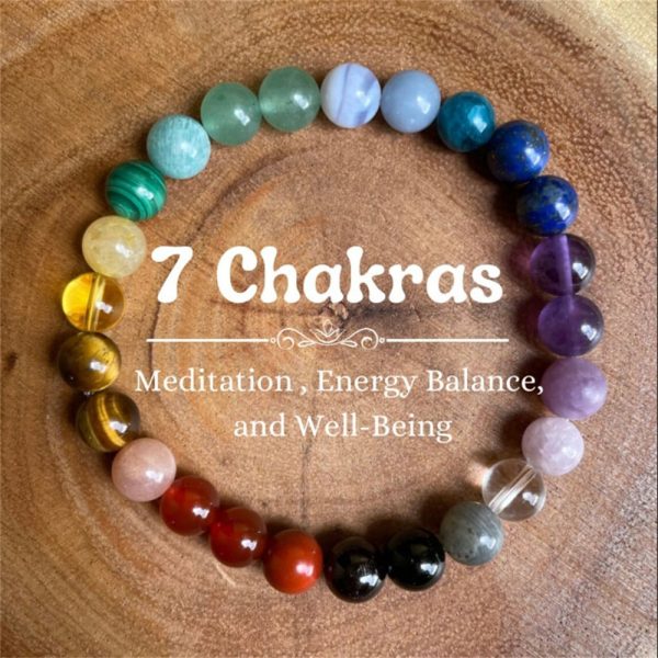 Bohemian rainbow-colored raw stone yoga tiger's eye stone crystal bracelet