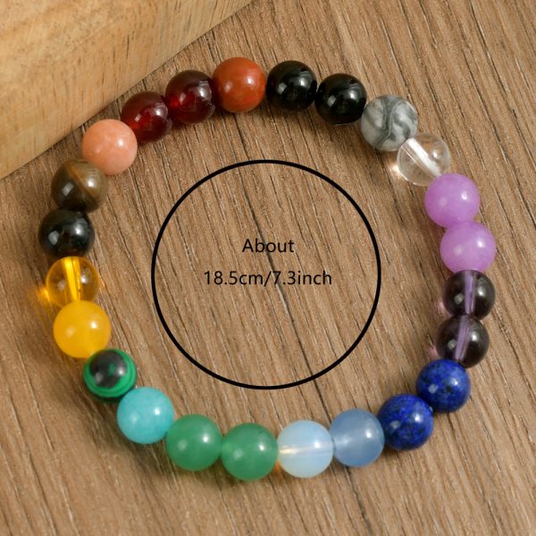 Bohemian rainbow-colored raw stone yoga tiger's eye stone crystal bracelet - Image 2