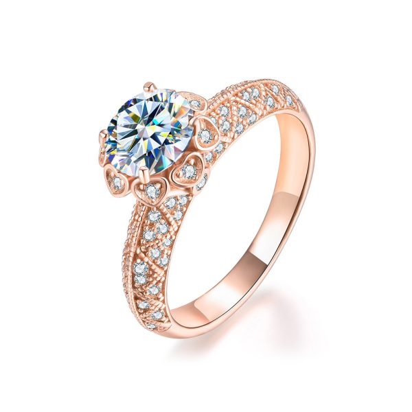 A 1-carat rose gold Moissanite S925 pure silver "Galaxy" ring