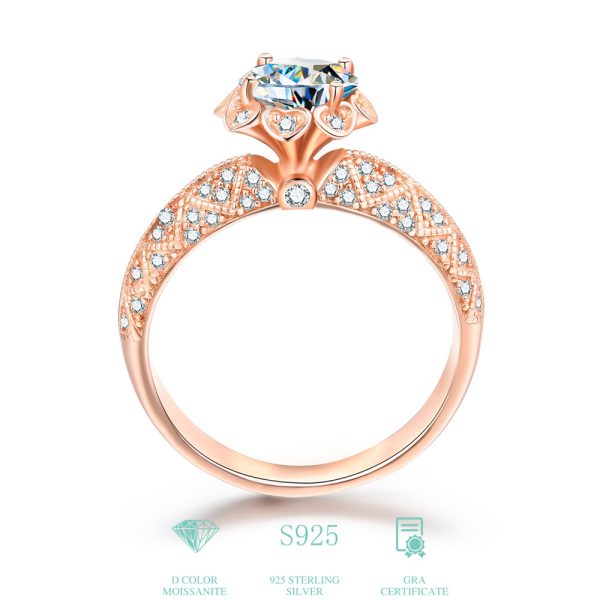 A 1-carat rose gold Moissanite S925 pure silver "Galaxy" ring - Image 2