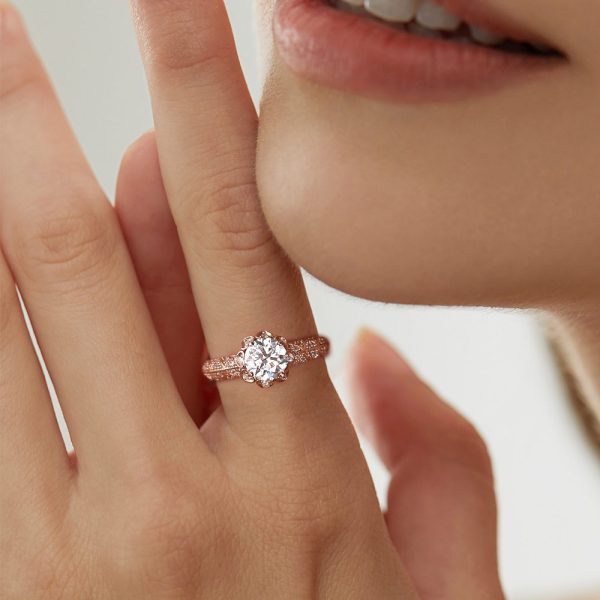 A 1-carat rose gold Moissanite S925 pure silver "Galaxy" ring - Image 3