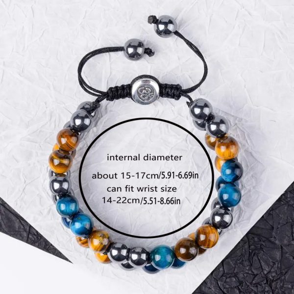 Adjustable hand-braided bracelets made of natural stones, symbolizing wealth and suitable for both men and women - Image 2