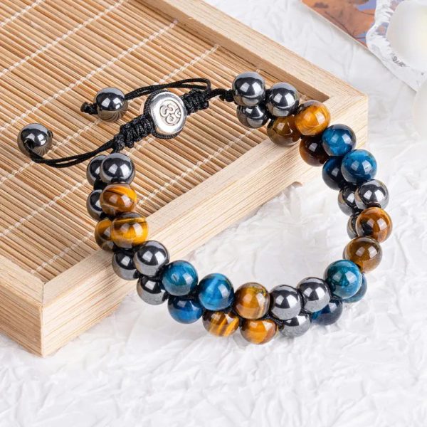 Adjustable hand-braided bracelets made of natural stones, symbolizing wealth and suitable for both men and women - Image 3