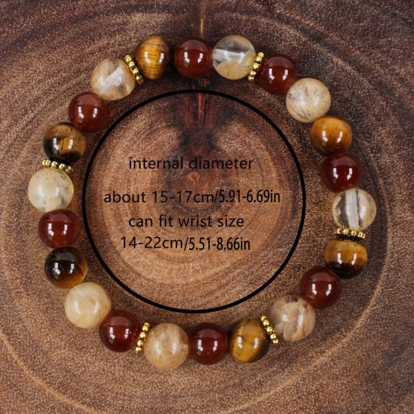 Natural stone and crystal bracelet with tiger's eye stone and red agate for wealth - Image 2