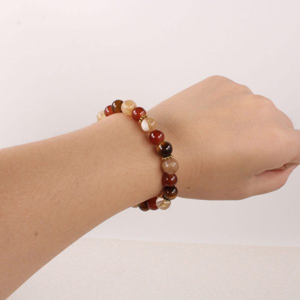 Natural stone and crystal bracelet with tiger's eye stone and red agate for wealth - Image 4